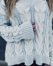 Load image into Gallery viewer, FREE PEOPLE: WASHED CABLE KNIT SWEATER- PALE BLUE
