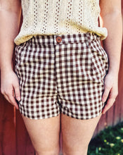 Load image into Gallery viewer, SADIE &amp; SAGE: MUSTANG GINGHAM SHORTS BROWN
