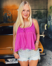 Load image into Gallery viewer, FREE PEOPLE: STEVIE LACE TANK - HIBISCUS PINK (M)
