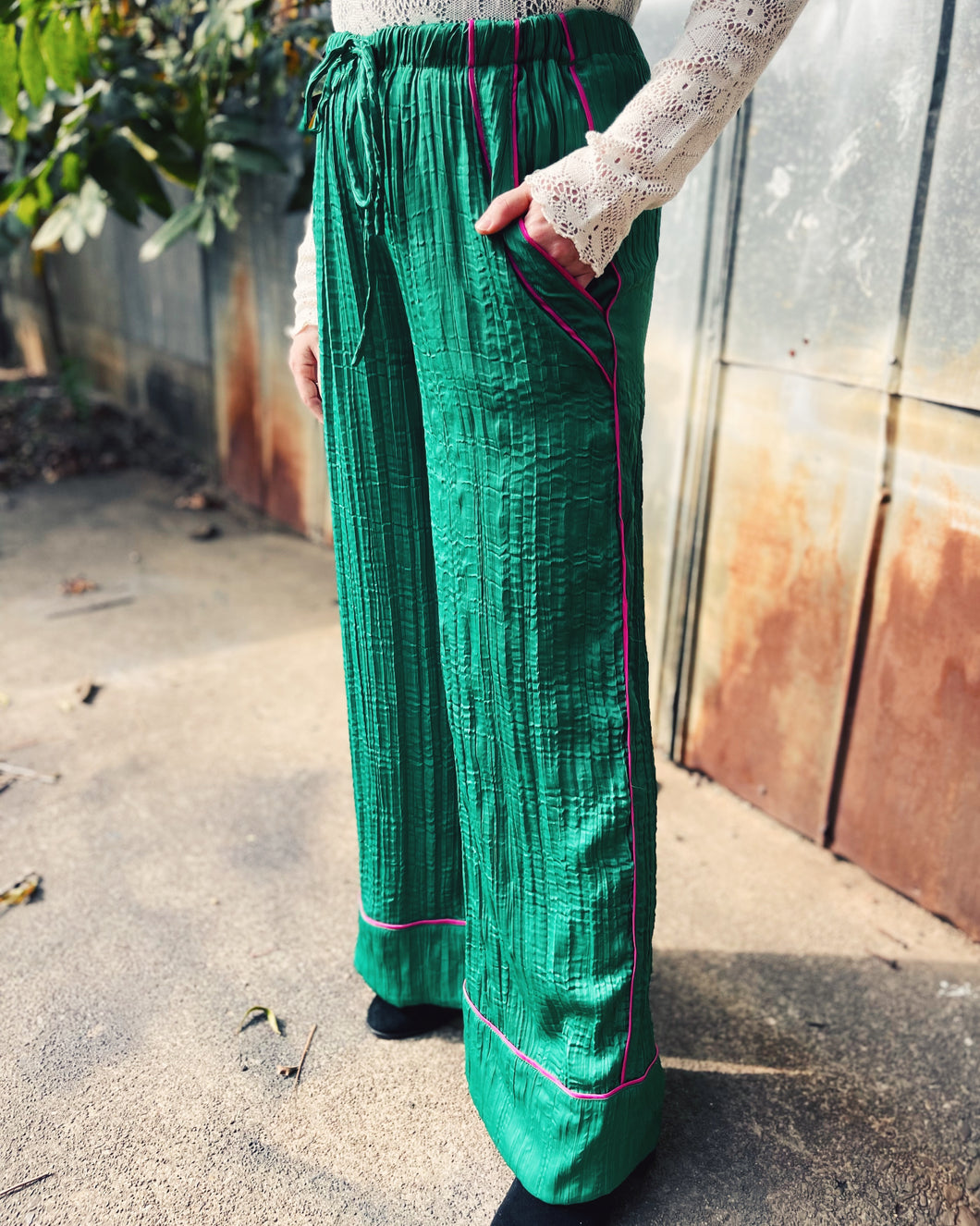 FREE PEOPLE: ALL OUT SATIN PANT - ROLLING HILLS