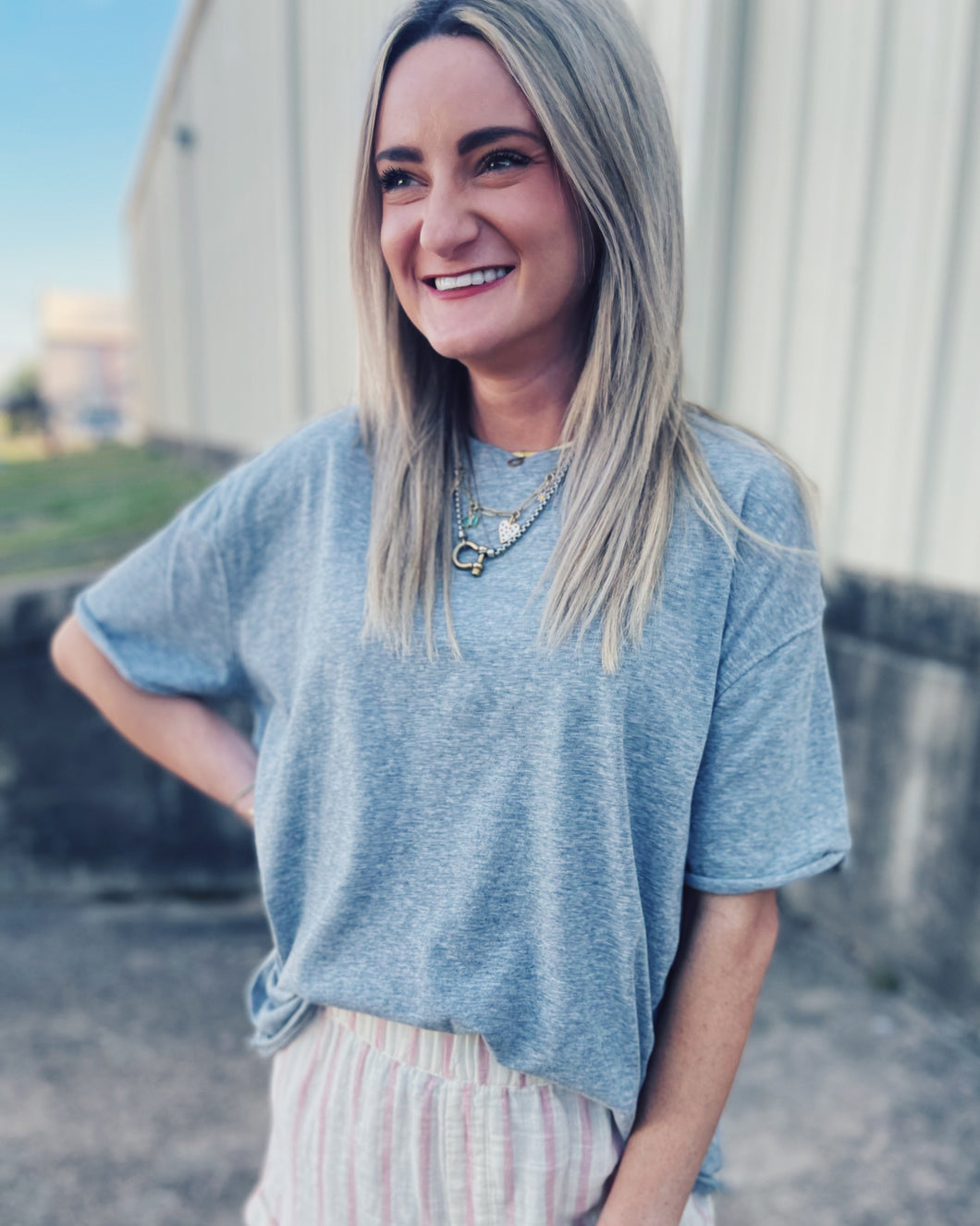 FREE PEOPLE: NINA TEE - HEATHER GREY