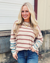 Load image into Gallery viewer, FREE PEOPLE: NINA STRIPE LONG SLEEVE - NEUTRAL COMBO
