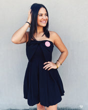 Load image into Gallery viewer, MEET ME IN SANTORINI: BOW STRAPLESS DRESS - BLACK
