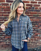 Load image into Gallery viewer, FREE PEOPLE: ASHELY PLAID SHIRT - BLUE COMBO
