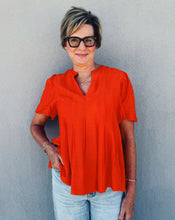 Load image into Gallery viewer, FLUTTER SLEEVE V-NECK TOP - TOMATO
