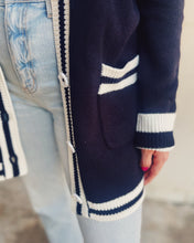 Load image into Gallery viewer, SHOW ME YOUR MUMU: LAMBERT CARDIGAN - BLACK VARSITY STRIPE
