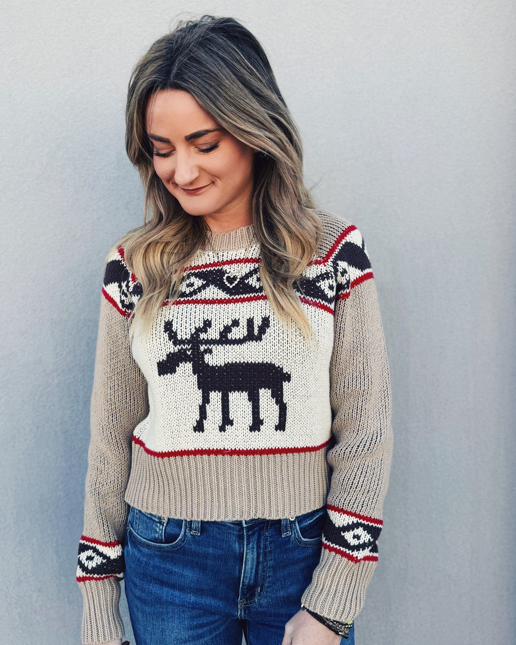 MOOSE ON THE LOOSE SWEATER - TAUPE