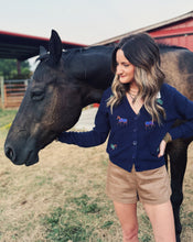 Load image into Gallery viewer, SADIE &amp; SAGE: ESME HORSE CARDIGAN - NAVY
