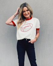 Load image into Gallery viewer, STITCHED FOOTBALL SWEATER - WHITE/RED
