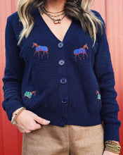 Load image into Gallery viewer, SADIE &amp; SAGE: ESME HORSE CARDIGAN - NAVY
