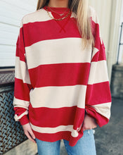 Load image into Gallery viewer, FREE PEOPLE: CLASSIC STRIPE CREW - CHERRY STRIPE COMBO
