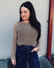 Load image into Gallery viewer, Z SUPPLY: CALA SHIMMER CROCHET SWEATER - CAMPFIRE
