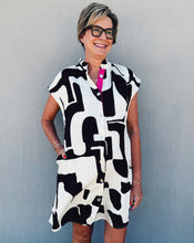 Load image into Gallery viewer, BUTTON UP PRINT DRESS - BLACK/WHITE
