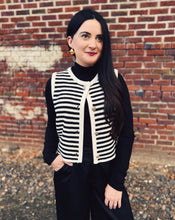 Load image into Gallery viewer, SADIE &amp; SAGE: MANON STRIPED SWEATER VEST - IVORY/BLACK
