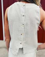 Load image into Gallery viewer, SADIE &amp; SAGE: GARDEN SUN BUTTON TANK - TAUPE (XS)
