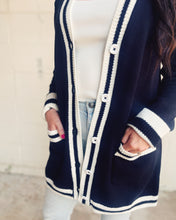 Load image into Gallery viewer, SHOW ME YOUR MUMU: LAMBERT CARDIGAN - BLACK VARSITY STRIPE
