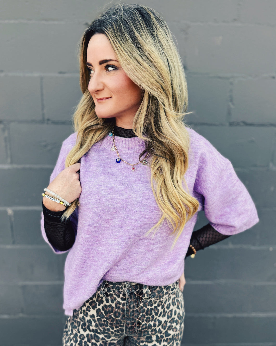 FREE PEOPLE: MARGOT SWEATER - LILAC SPELL MELANGE