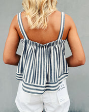 Load image into Gallery viewer, SADIE &amp; SAGE: NOMAD STRIPE TANK - CHARCOAL STRIPE

