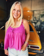 Load image into Gallery viewer, FREE PEOPLE: STEVIE LACE TANK - HIBISCUS PINK (M)
