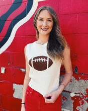 Load image into Gallery viewer, EMBELLISHED FOOTBALL SWEATER VEST - IVORY
