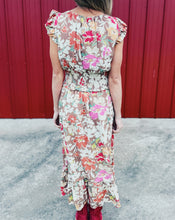 Load image into Gallery viewer, SADIE &amp; SAGE: FLORAL DUNES MIDI DRESS - TAUPE MULTI
