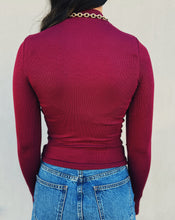 Load image into Gallery viewer, SADIE &amp; SAGE: RONAN MOCK NECK TOP - BURGUNDY
