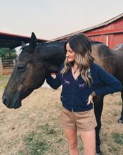 Load image into Gallery viewer, SADIE &amp; SAGE: ESME HORSE CARDIGAN - NAVY

