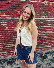 Load image into Gallery viewer, SADIE &amp; SAGE: JUNIE POINTELLE SWEATER VEST - IVORY
