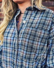 Load image into Gallery viewer, FREE PEOPLE: ASHELY PLAID SHIRT - BLUE COMBO
