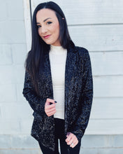 Load image into Gallery viewer, STEVE MADDEN: PAYTON BLAZER - BLACK SEQUIN
