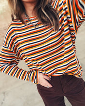 Load image into Gallery viewer, PUMPKIN SPICE STRIPED TOP - ORANGE MULTI
