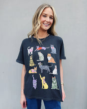 Load image into Gallery viewer, GIRL DANGEROUS: CATS TEE - CHARCOAL
