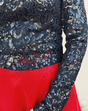 Load image into Gallery viewer, SADIE &amp; SAGE: STARDOM LACE LONG SLEEVE TOP - BLACK
