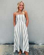 Load image into Gallery viewer, SADIE &amp; SAGE: SWEETGRASS STRIPED MIDI DRESS BLUE MULTI
