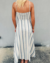 Load image into Gallery viewer, SADIE &amp; SAGE: SWEETGRASS STRIPED MIDI DRESS BLUE MULTI
