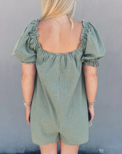 Load image into Gallery viewer, GINGHAM SHORT SLEEVE ROMPER - OLIVE
