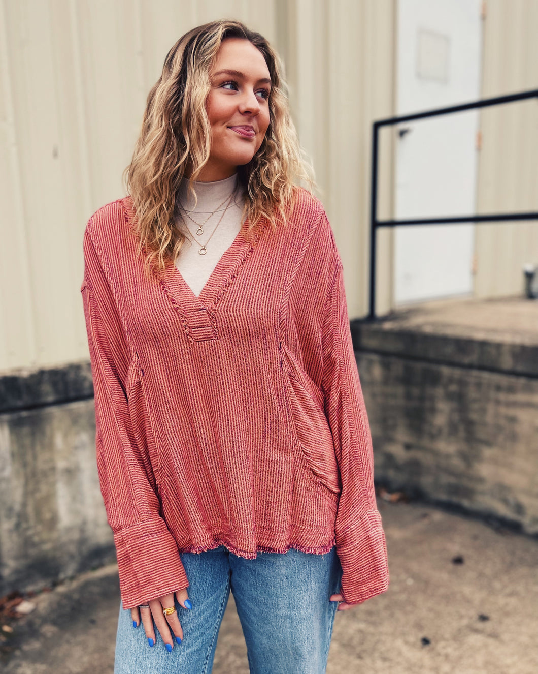 FREE PEOPLE: BY THE SHORE SHIRT - WINE COMBO