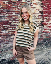 Load image into Gallery viewer, SADIE &amp; SAGE: DOVER STRIPE SWEATER - OLIVE MULTI
