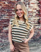 Load image into Gallery viewer, SADIE &amp; SAGE: DOVER STRIPE SWEATER - OLIVE MULTI
