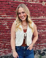 Load image into Gallery viewer, SADIE &amp; SAGE: JUNIE POINTELLE SWEATER VEST - IVORY
