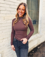 Load image into Gallery viewer, SADIE &amp; SAGE: RONAN MOCK NECK TOP - CHOCOLATE
