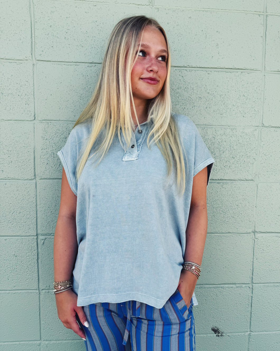 FREE PEOPLE: KEEP ON POLO - POLAR FOG