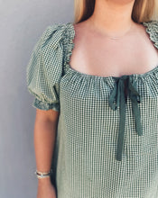Load image into Gallery viewer, GINGHAM SHORT SLEEVE ROMPER - OLIVE
