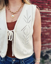 Load image into Gallery viewer, SADIE &amp; SAGE: JUNIE POINTELLE SWEATER VEST - IVORY
