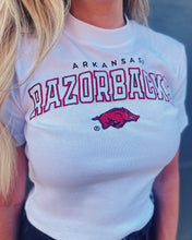 Load image into Gallery viewer, GAMEDAY SOCIAL: RAZORBACK LOGO BABY TEE - WHITE
