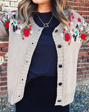 Load image into Gallery viewer, SADIE &amp; SAGE: SABLE FLORAL EMBROIDERED CARDIGAN - GRAY
