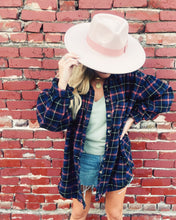 Load image into Gallery viewer, FREE PEOPLE: HAPPY HOUR PLAID - NAVY - Leaning Willow
