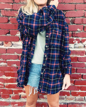 Load image into Gallery viewer, FREE PEOPLE: HAPPY HOUR PLAID - NAVY - Leaning Willow
